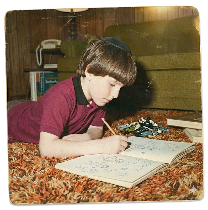 Photo of me as a kid sketching